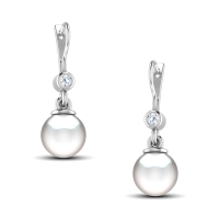 Hillary Pearl Drop Diamond Earrings Hillary Pearl Drop Diamond Earrings