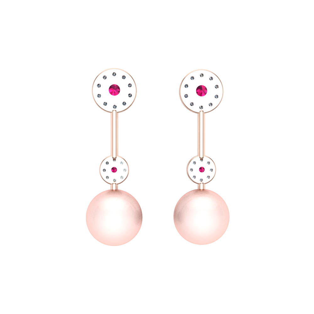 Emily White Gold Diamond Pearl Earrings
