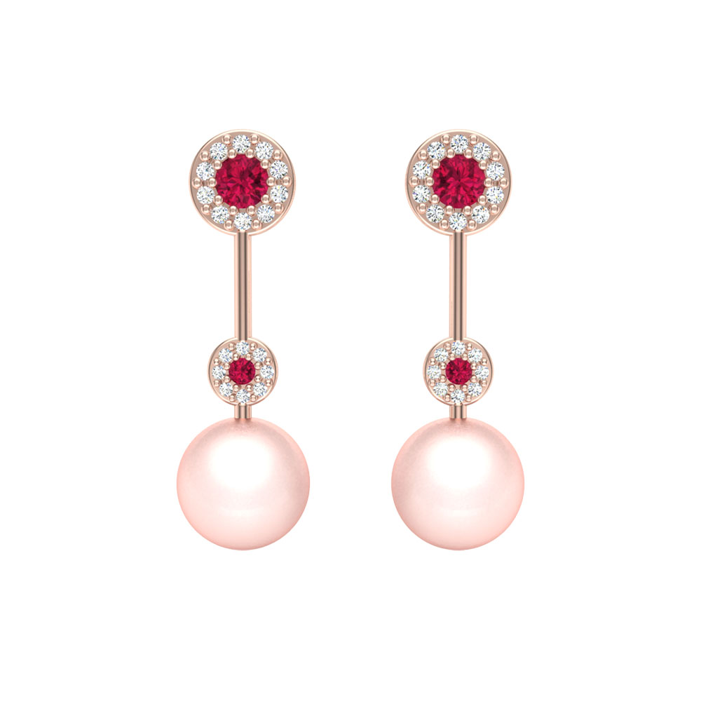 Emily Rose Gold Diamond Pearl Earrings