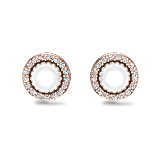 Ella Rose Gold Pearl Diamond Studs Earrings Design for daily use 