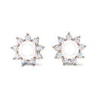 Brinda Rose Gold Pearl Diamond Studs Brinda Rose Gold Pearl Diamond Studs