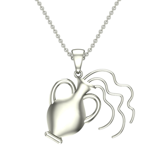 Caleb Aquarius White Gold Zodiac Pendant Designs For Female