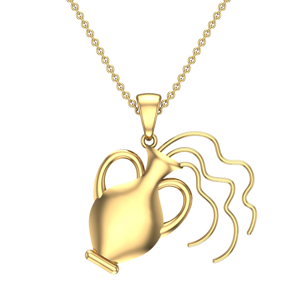 Caleb Aquarius White Gold Zodiac Pendant Designs For Female