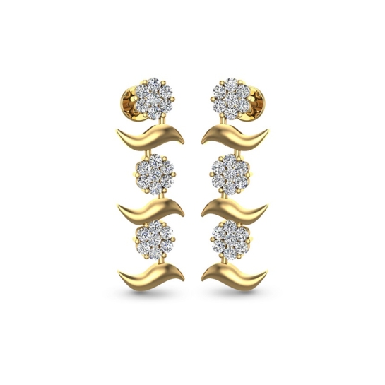 Nishi Yellow Gold Diamond Stud Earring