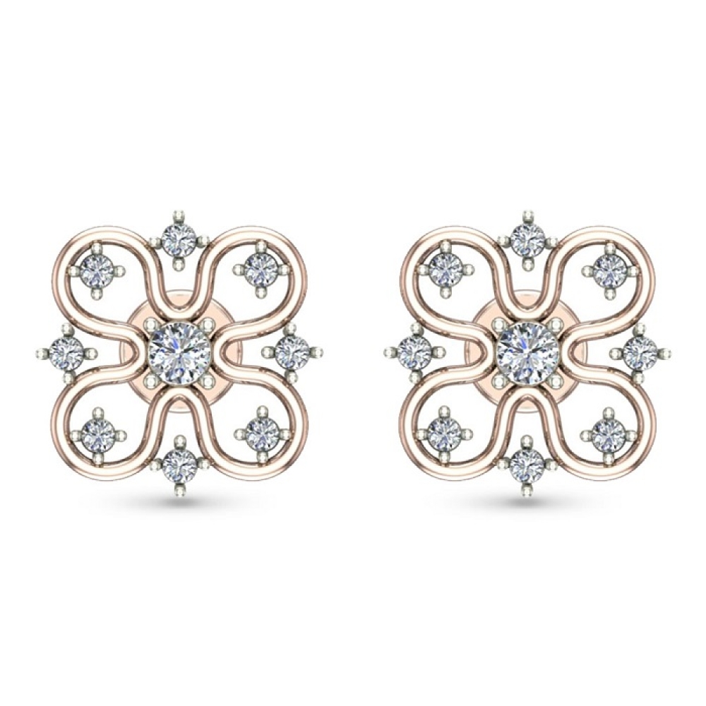 Niva Rose Gold Diamond Stud Earring