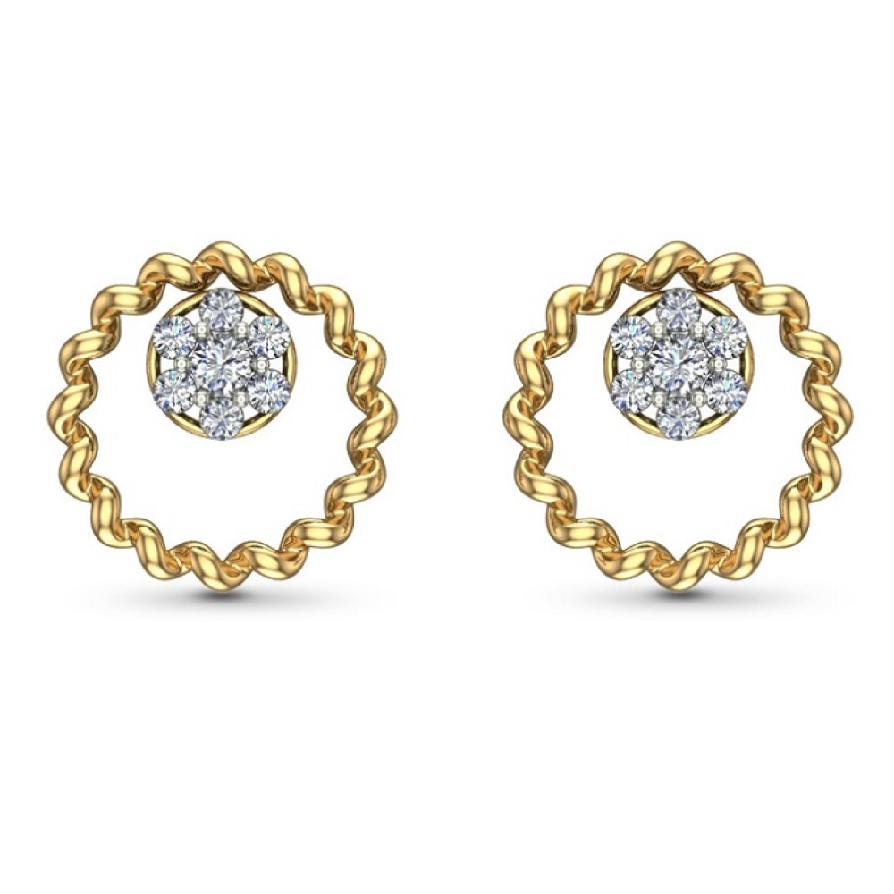 Muskan Yellow Gold Diamond Stud Earrings