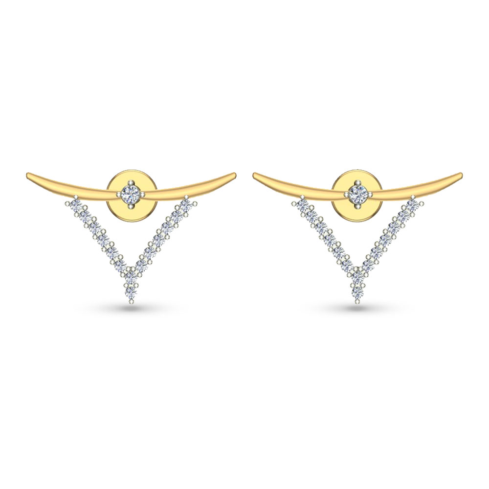 Ziya White Gold Diamond Stud Earrings