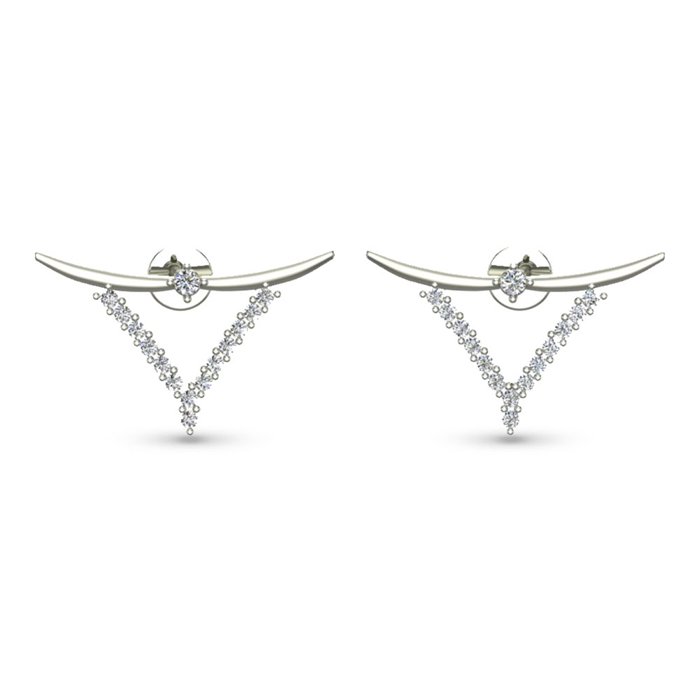 Ziya White Gold Diamond Stud Earrings