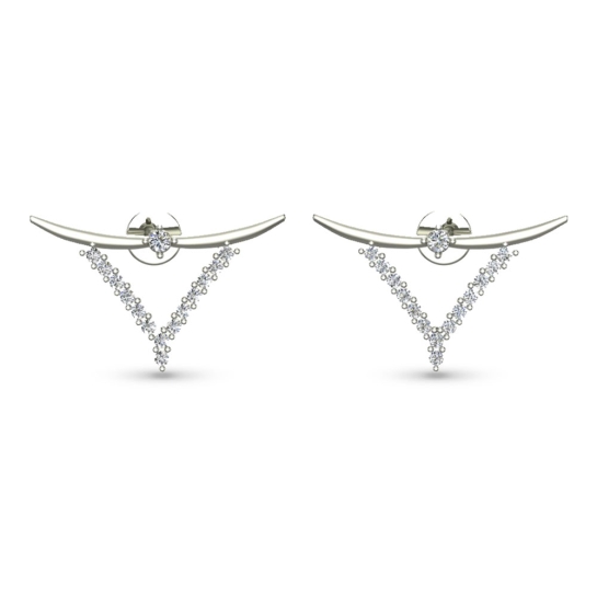 Ziya White Gold Diamond Stud Earrings