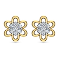 Shamaya Yellow Gold Diamond  Stud Earrings
