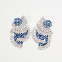 925 Sterling Silver Blue Round Earrings 925 Sterling Silver Blue Round Earrings