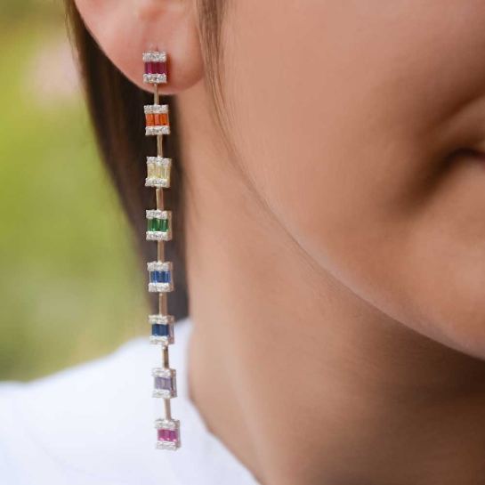 925 Sterling Silver Rainbow Drop Earrings