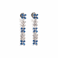 925 Sterling Silver Long Blue Drop Earrings 925 Sterling Silver Long Blue Drop Earrings