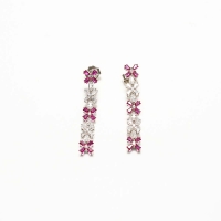925 Sterling Silver Long Pink Drop Earrings 925 Sterling Silver Long Pink Drop Earrings