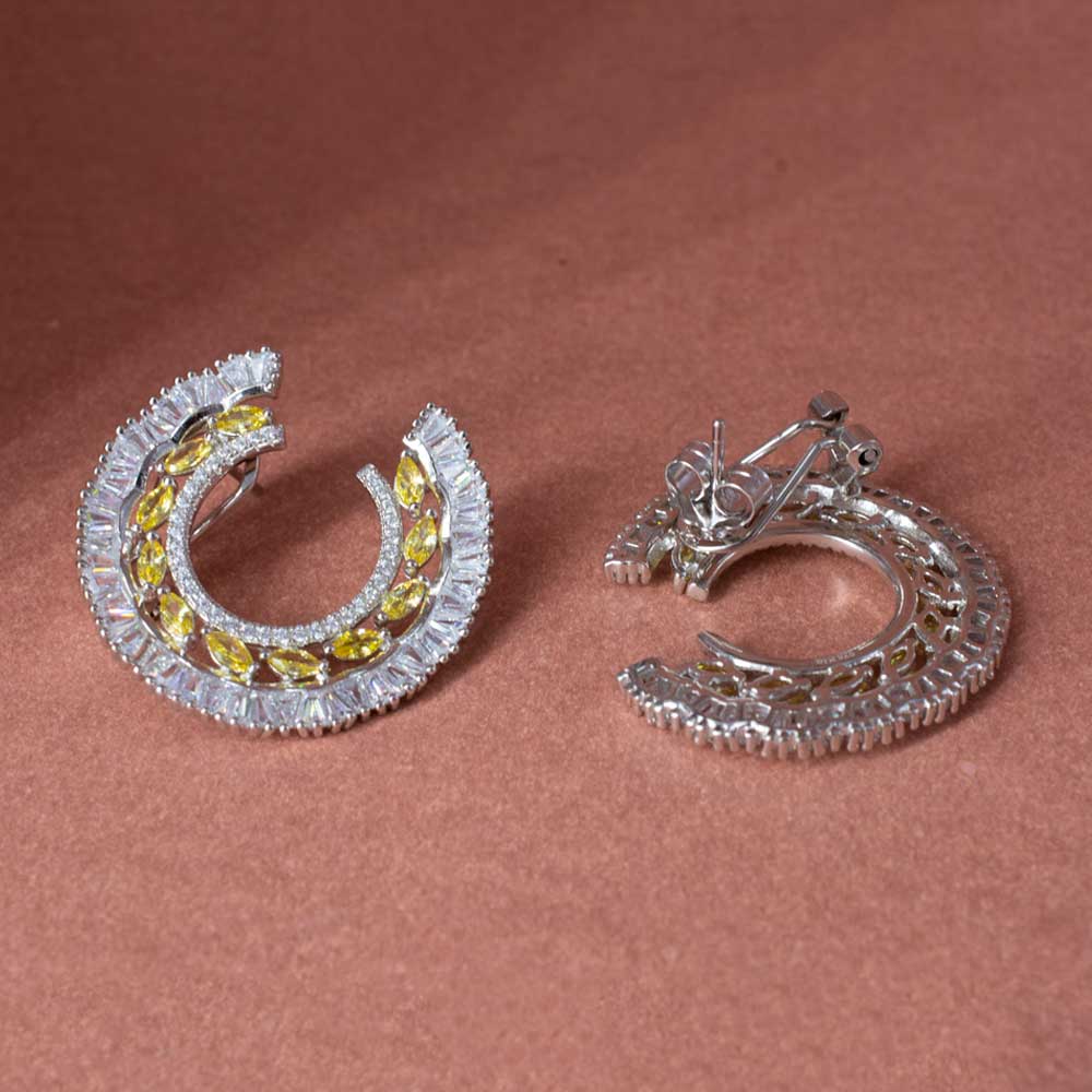 925 Sterling Silver Yellow Stone Stud earrings