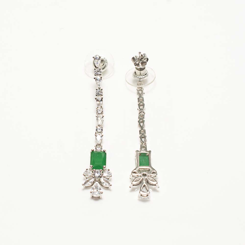 925 Sterling Silver Green Stone Earrings