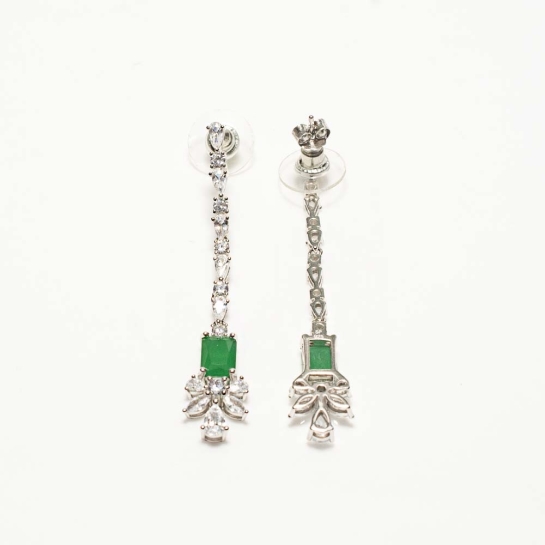 925 Sterling Silver Green Stone Earrings