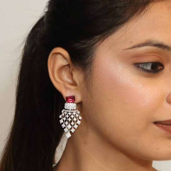 925 Kirti Sterling Silver Stone Earrings | Silver Earring For women
