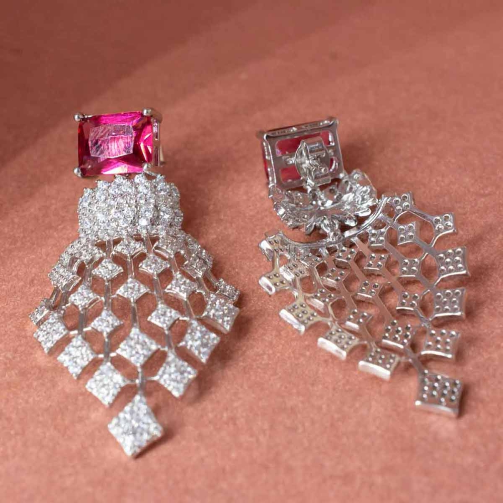 925 Kirti Sterling Silver Stone Earrings | Silver Earring For women