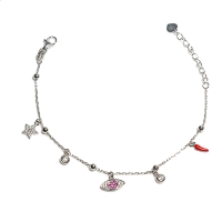 925 Jaya Silver Heart Charm Bracelet 925 Jaya Silver Heart Charm Bracelet