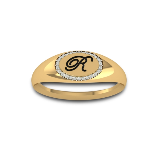 Hafsah Gold And Diamond Alphabet Ring