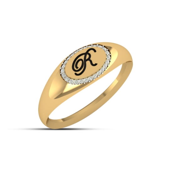 Hafsah Gold And Diamond Alphabet Ring