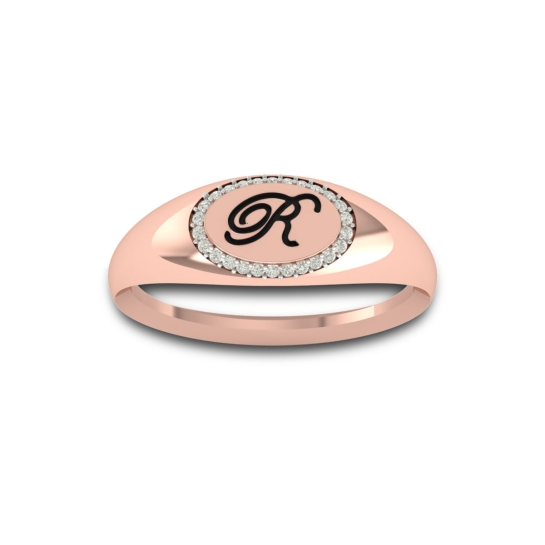 Hafsah Gold And Diamond Alphabet Ring