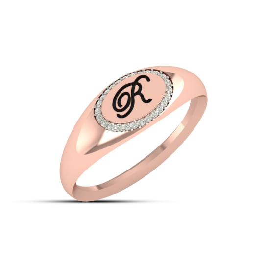 Hafsah Gold And Diamond Alphabet Ring