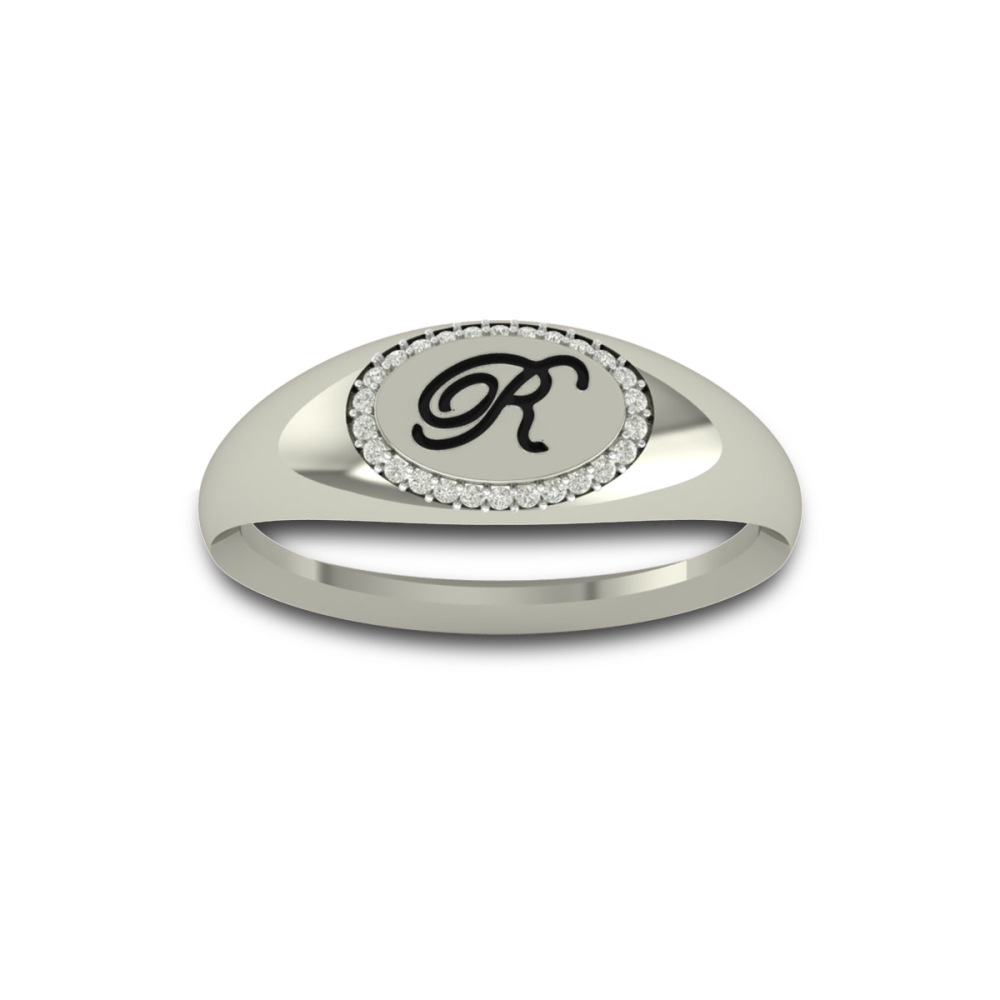 Hafsah Gold And Diamond Alphabet Ring