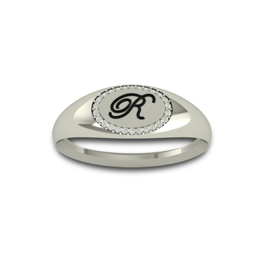 Hafsah Gold And Diamond Alphabet Ring