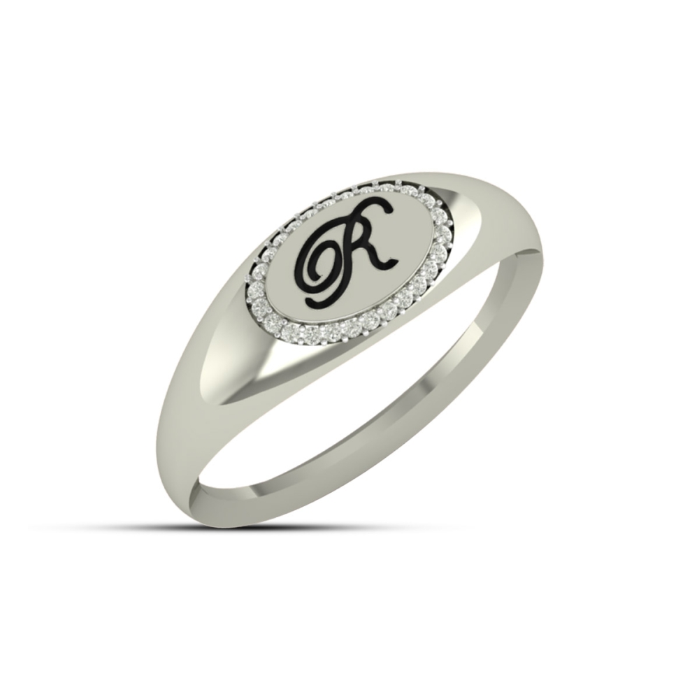 Hafsah Gold And Diamond Alphabet Ring