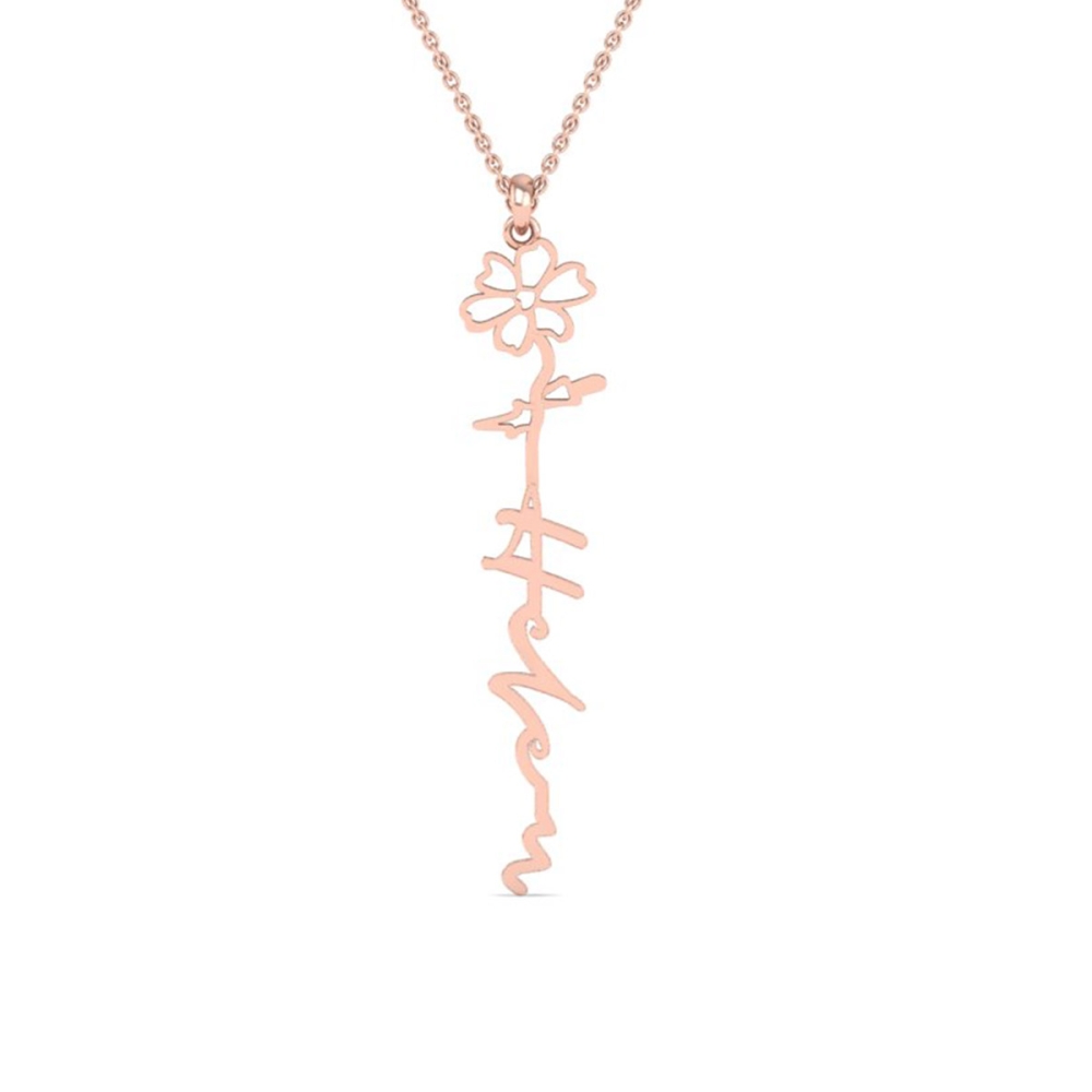 Helen Name Gold Pendant | October Birth Flower