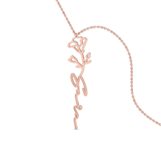 Sara Name Gold Pendant | September Birth Flower