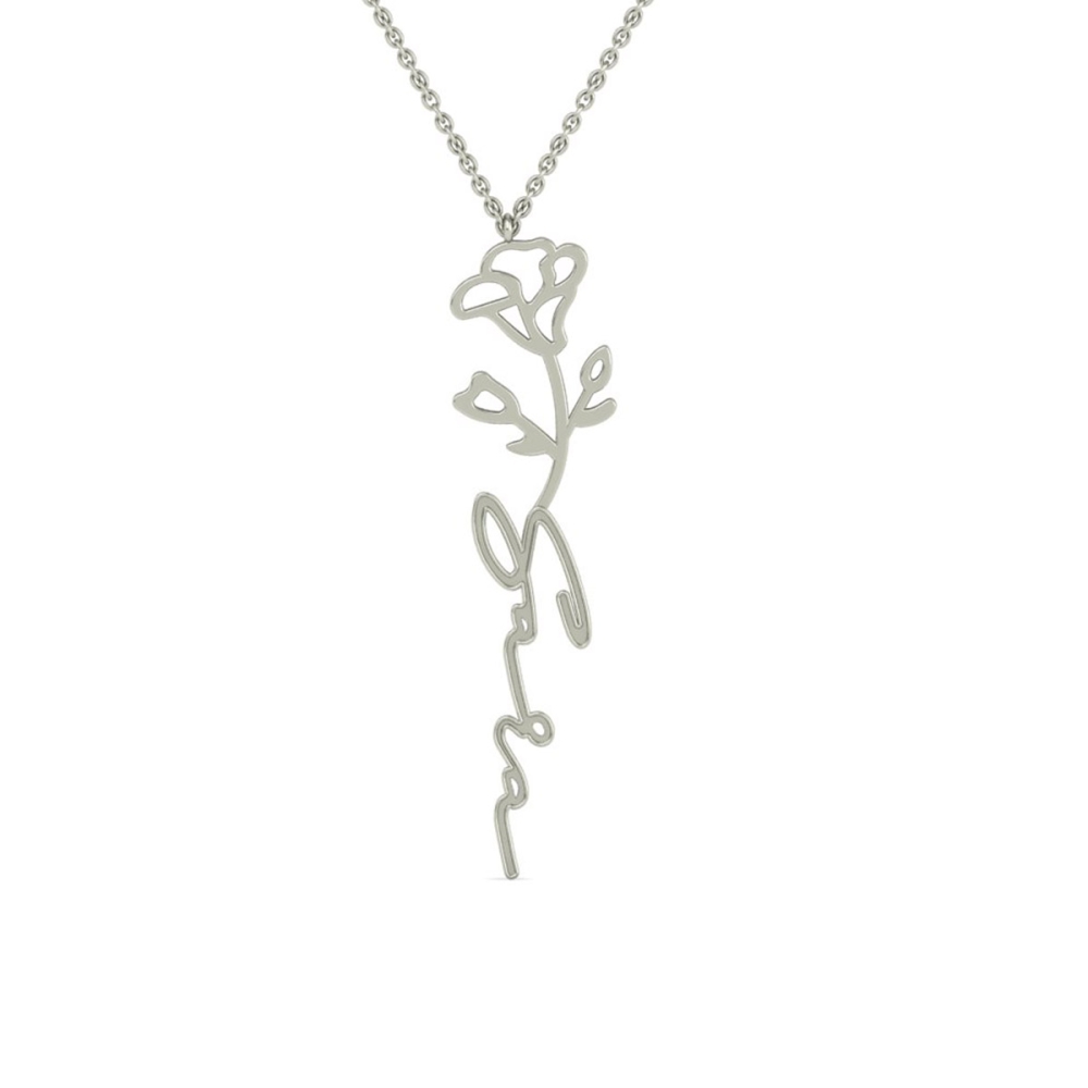 Sara Name Gold Pendant | September Birth Flower