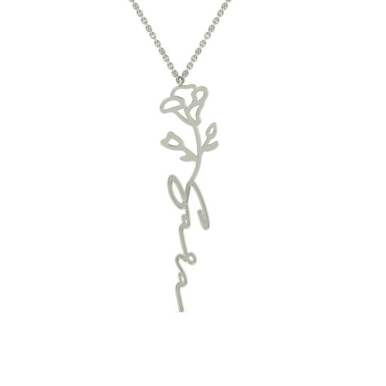 Sara Name Gold Pendant | September Birth Flower