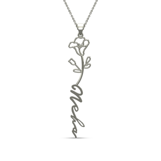 Neha Name Gold Pendant | September Birth Flower