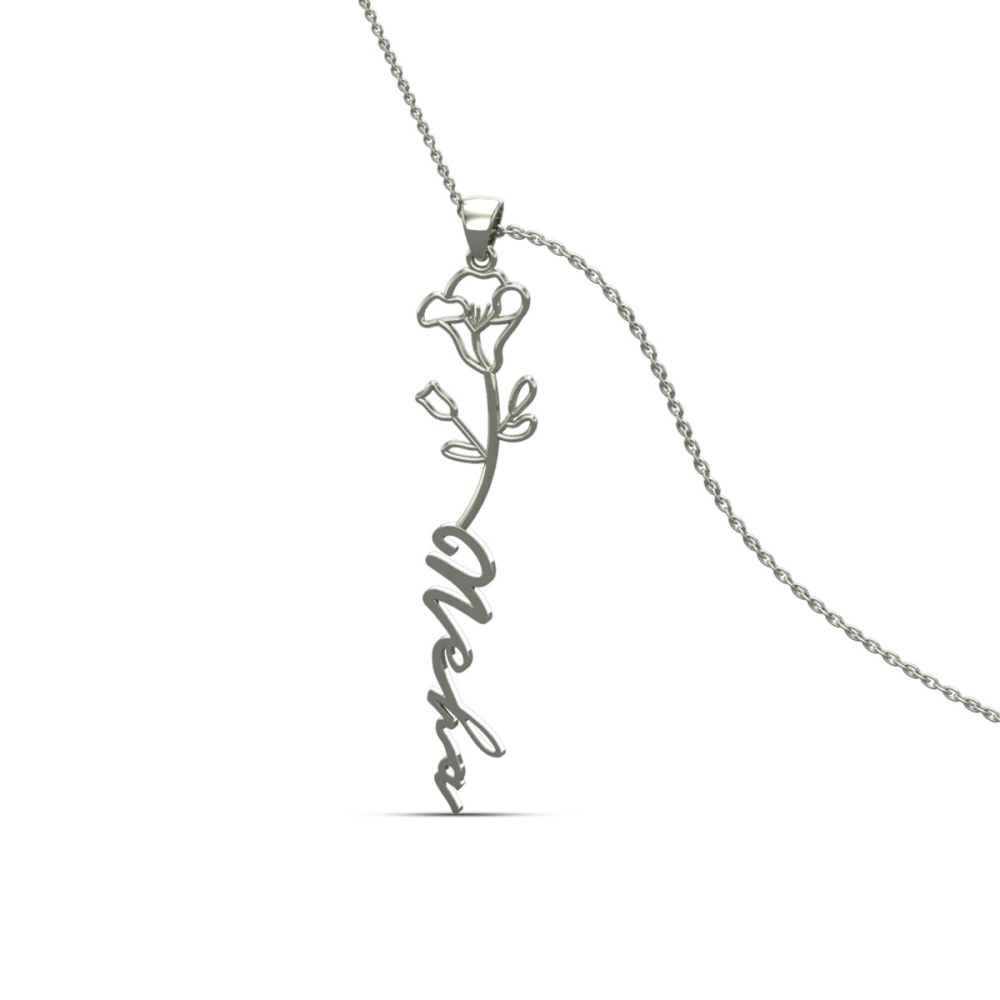 Neha Name Gold Pendant | September Birth Flower