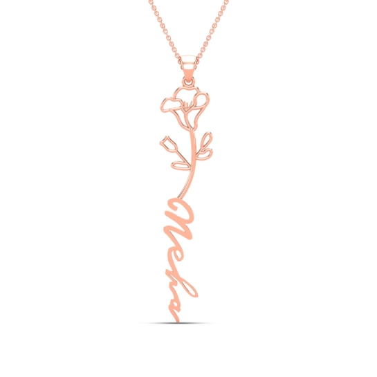 Neha Name Gold Pendant | September Birth Flower