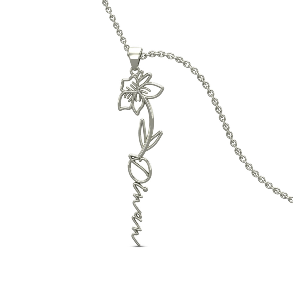 Dinan Name Gold Pendant | March Birth Flower