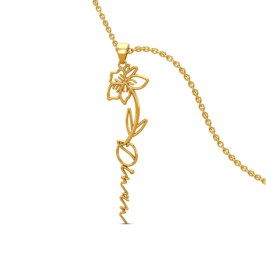 Dinan Name Gold Pendant | March Birth Flower