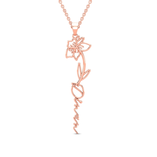 Dinan Name Gold Pendant | March Birth Flower