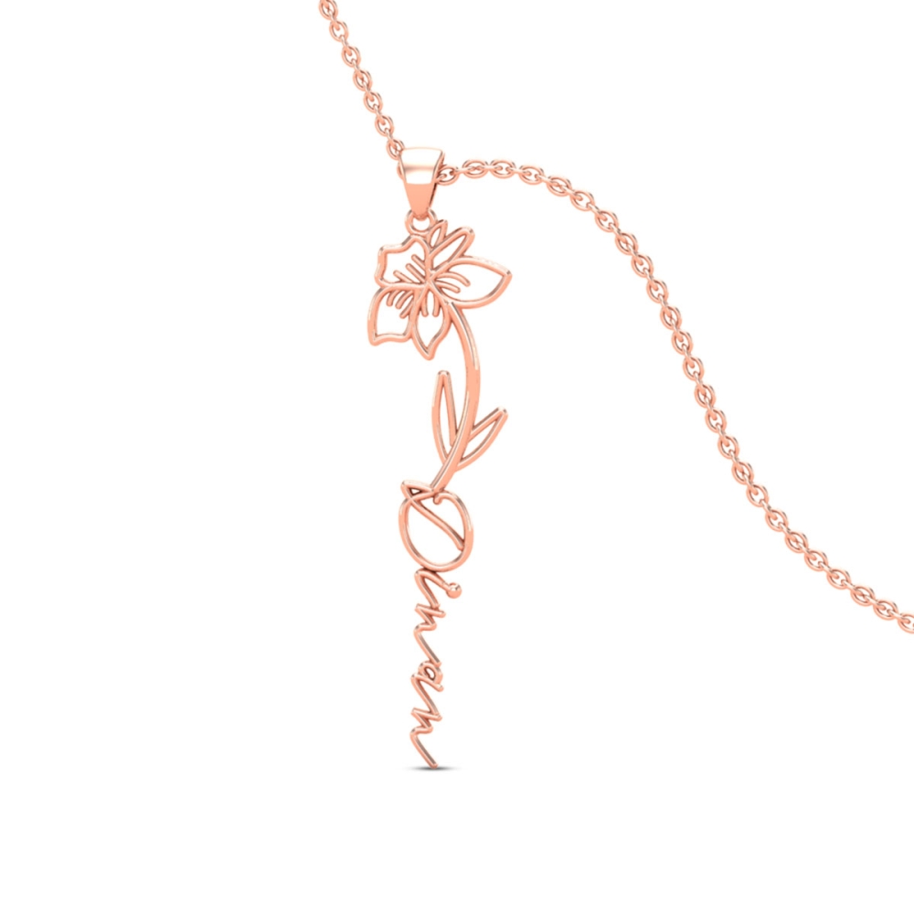 Dinan Name Gold Pendant | March Birth Flower