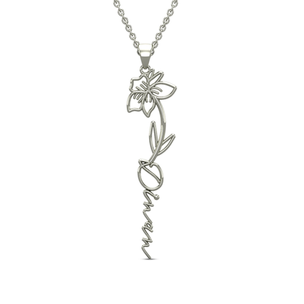 Dinan Name Gold Pendant | March Birth Flower