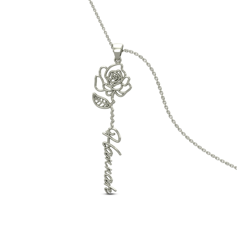 Hannah Name Gold Pendant | June Birth Flower