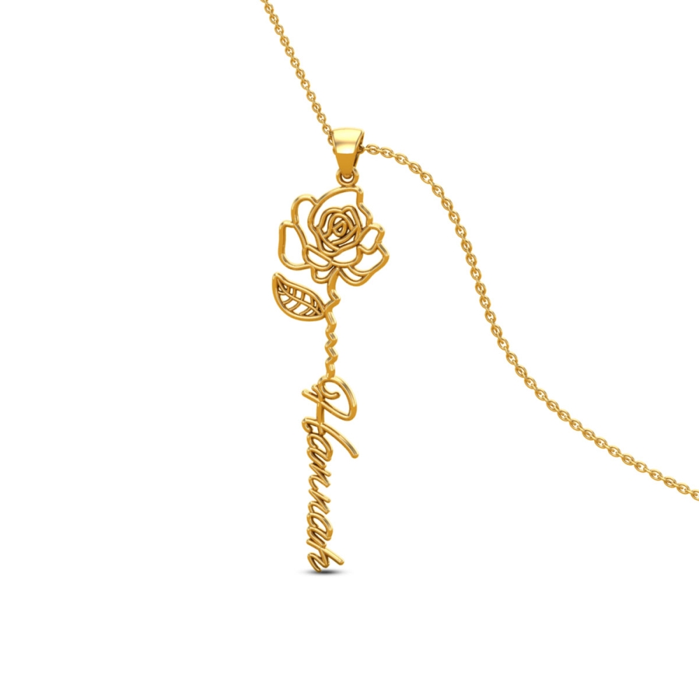 Hannah Name Gold Pendant | June Birth Flower