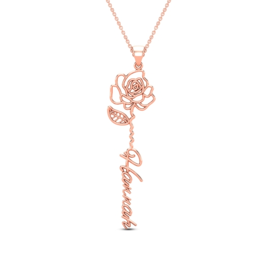 Hannah Name Gold Pendant | June Birth Flower