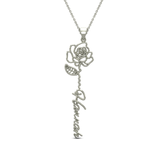 Hannah Name Gold Pendant | June Birth Flower