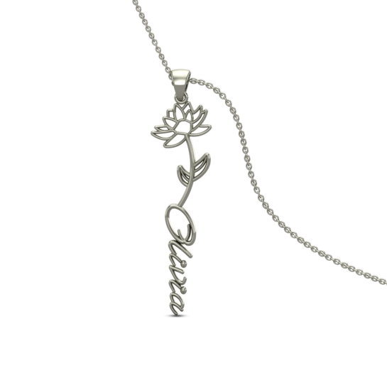 Olivia Name Gold Pendant | July Birth Flower