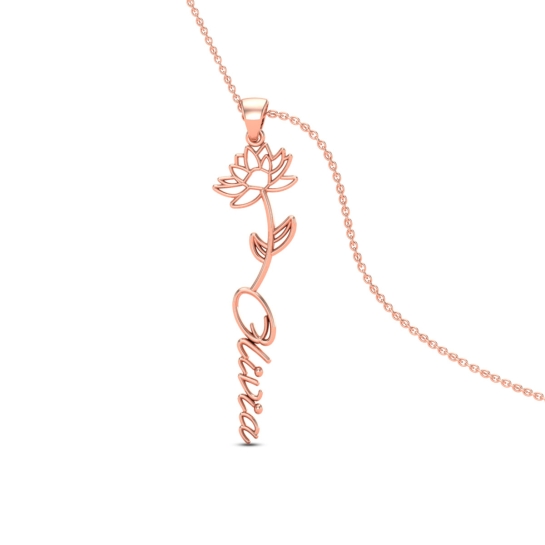 Olivia Name Gold Pendant | July Birth Flower