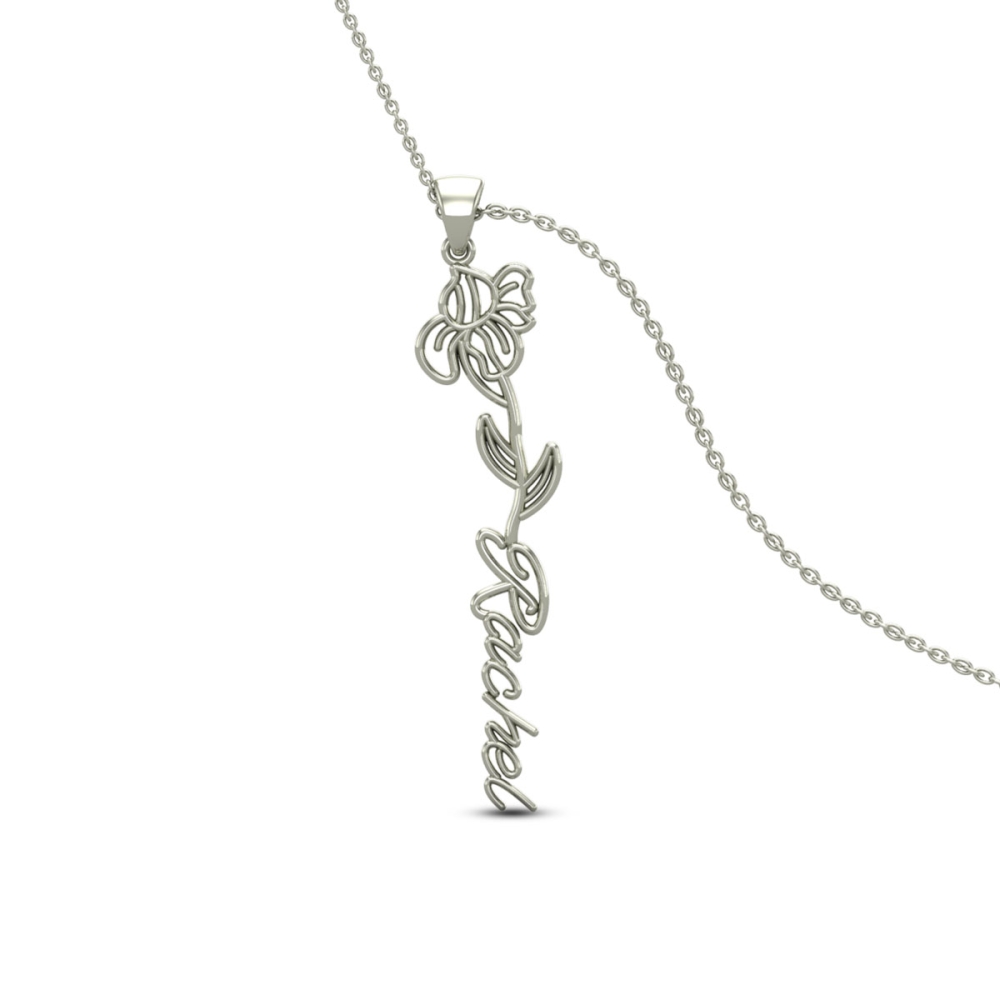 Rachel Name Gold Pendant | February Birth Flower